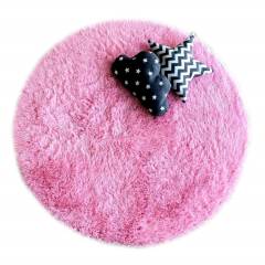 Dairesel Pembe Peluş Halı