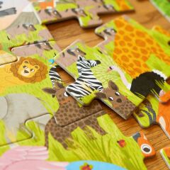 African Savanna - 36 Parça XXL Dev Puzzle, Gözlem ve Sayma Oyunu & Posteri