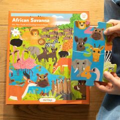 African Savanna - 36 Parça XXL Dev Puzzle, Gözlem ve Sayma Oyunu & Posteri