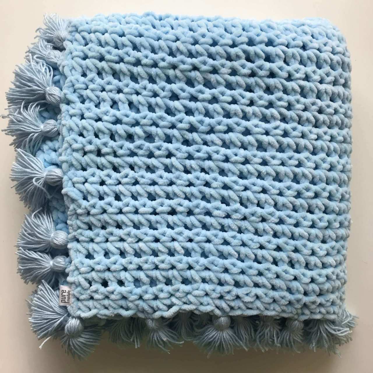 Mavi Örgü Battaniye 125x125cm