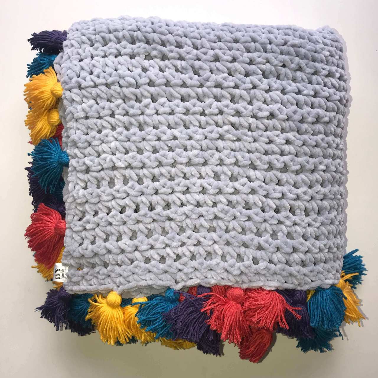 Gri Örgü Battaniye 125x125cm