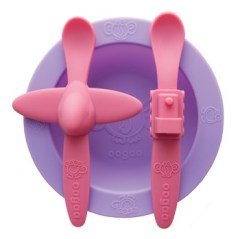 Silikon Yemek Seti - Mor / Pembe