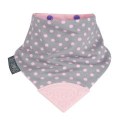 Diş Kaşıyıcılı Fular Önlük - Polka Dot Pink