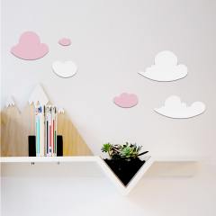 Pembe-Beyaz Bulut Ahşap Blok Takımı Yoğun Beyaz