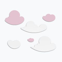 Pembe-Beyaz Bulut Ahşap Blok Takımı Yoğun Beyaz