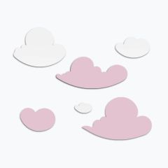 Pembe-Beyaz Bulut Ahşap Blok Takımı Yoğun Beyaz