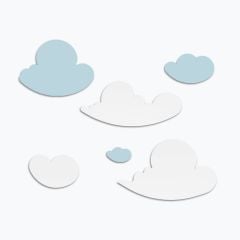 Mavi-Beyaz Bulut Ahşap Blok Takımı Yoğun Beyaz