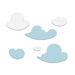 Mavi-Beyaz Bulut Ahşap Blok Takımı Yoğun Beyaz