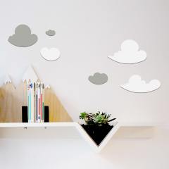 Gri-Beyaz Bulut Ahşap Blok Takımı Yoğun Beyaz