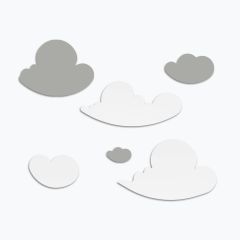 Gri-Beyaz Bulut Ahşap Blok Takımı Yoğun Beyaz