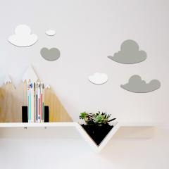 Gri-Beyaz Bulut Ahşap Blok Takımı Yoğun Beyaz