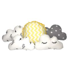 Beyaz Bulut Yastık - Şimşek Desenli - Büyük Boy