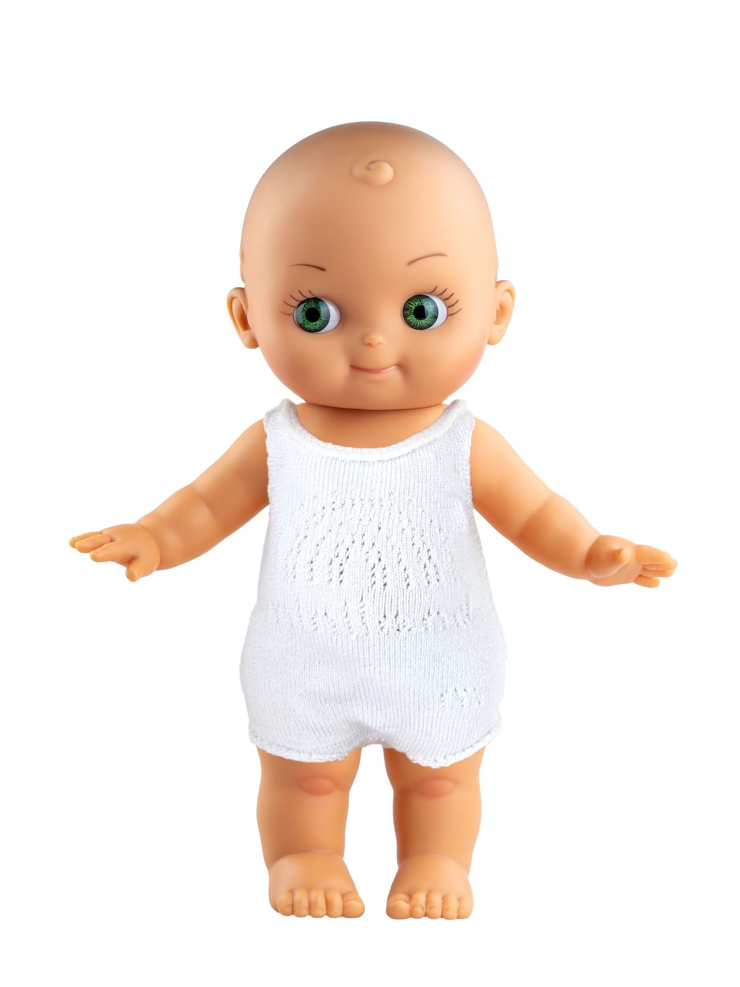 Mini Panchas Bebeği: Yeşil Gözlü - Beyaz Pijamalı - 28cm