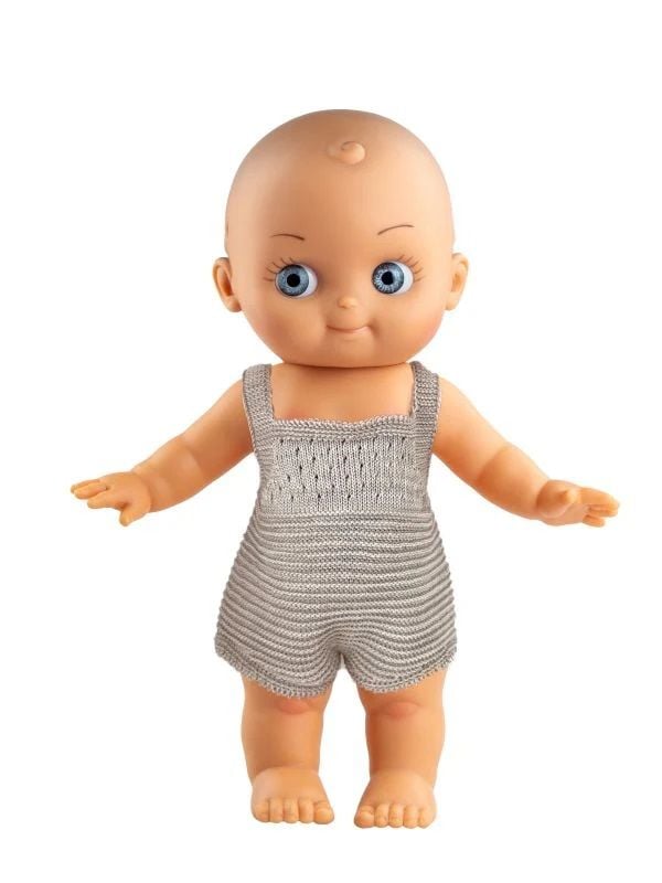 Mini Panchas Bebeği: Mavi Gözlü - Gri Pijamalı - 28cm