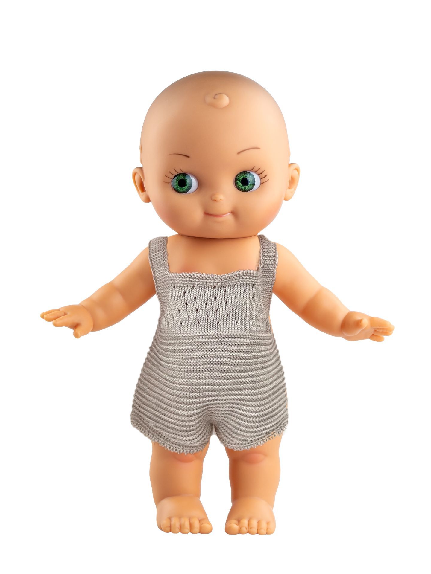 Mini Panchas Bebeği: Yeşil Gözlü - Gri Pijamalı - 28cm