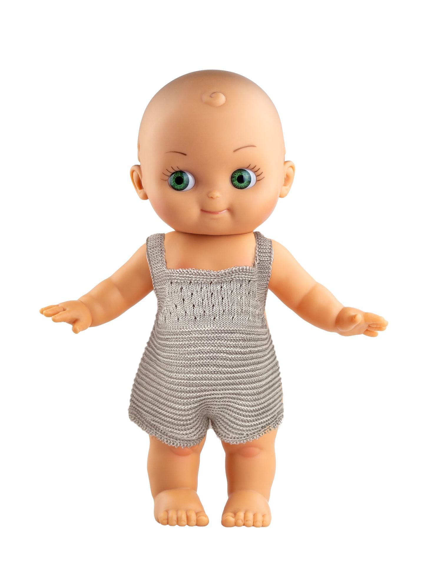 Mini Panchas Bebeği: Yeşil Gözlü - Gri Pijamalı - 28cm